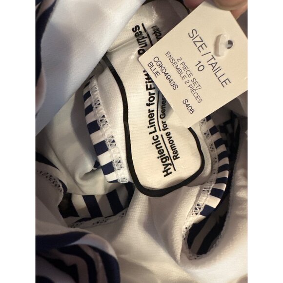 Girls Striped Ruffle Two-Piece Swimsuit By Habitual Size 10 Blue & White $52 NWT - Picture 6 of 7